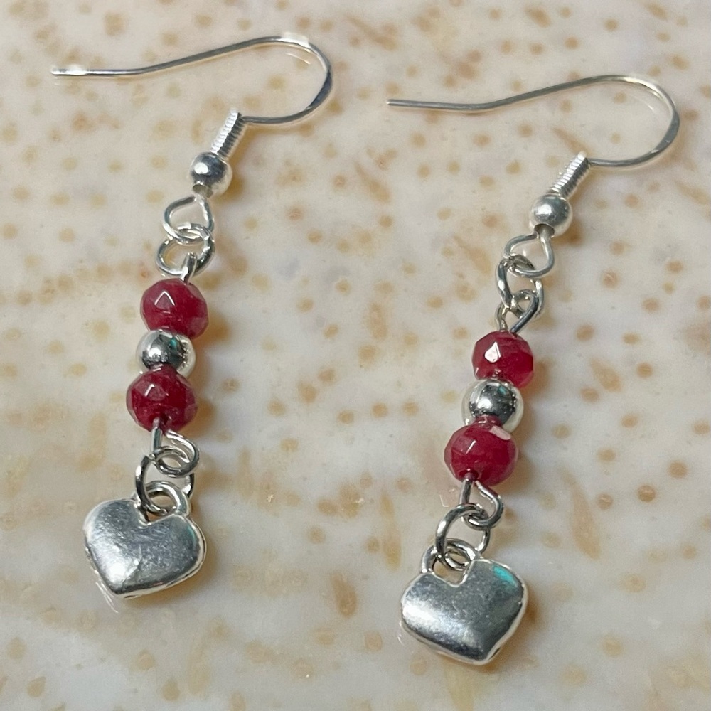 Ruby & Heart Earrings